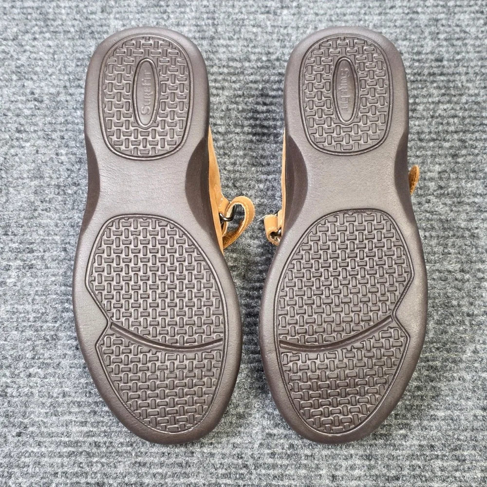 SureFit Acapulco‎ Mary Jane Shoes Womens 8.5W Tan Leather Suede Hook Loop Straps